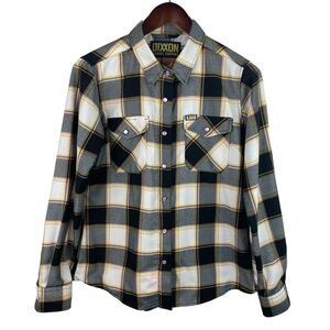 Dixxon | Cream Black Pink Plaid Flannel Pink Pearl Snap Shirt
